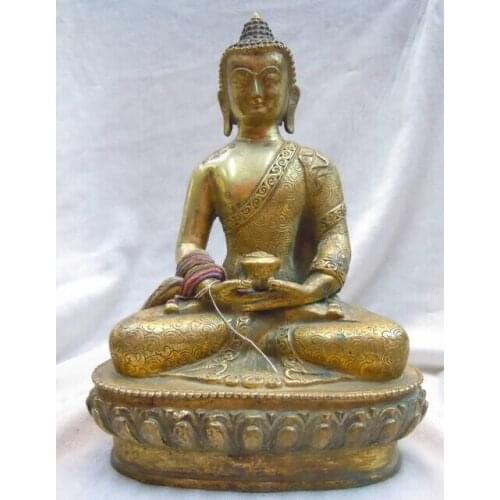 Xd 003054 9" Old China Tibet gilt bronze Buddhism apothecary buddha Sculpture statue