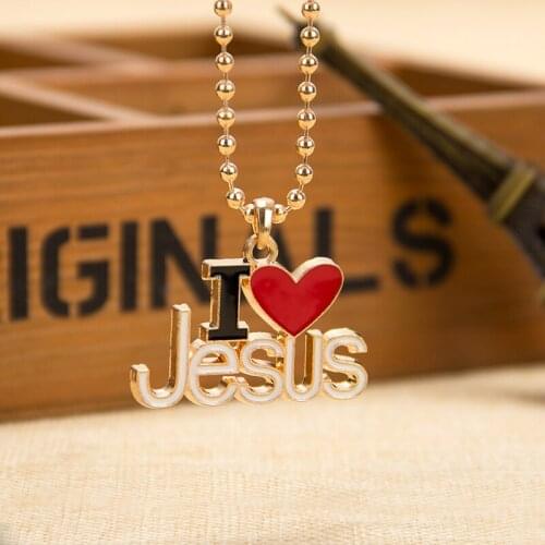 I love Jesus paved Christian religious belief The Blessed Virgin Mary gold pendant necklace unisex