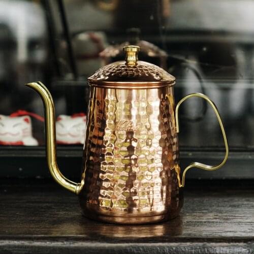 Japan Kalita Copper Coffee Dripper Pot Retro Copper Kettle Classic Japanese Hand Hammer Pattern Coffee Pot