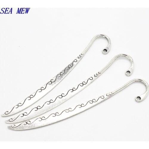 20 PCS 19*122MM Antique Bronze Silver color Bookmarks Vintage Metal Zinc Alloy Carve Bookmarks Settings For Jewelry Making