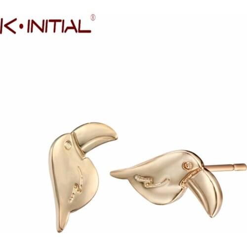 Kinitial New Fashion Charm woodpecker Stud Earrings Lovely Bird Ear Pins Animal Parrot Jewelry 2019 Gifts for Women Lady Girl