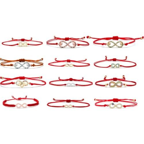 Multicolored Cubic Zirconia Cute Small Infinity Love Charm Bracelet For Women Handmade Red String Luck Protect Jewelry Present