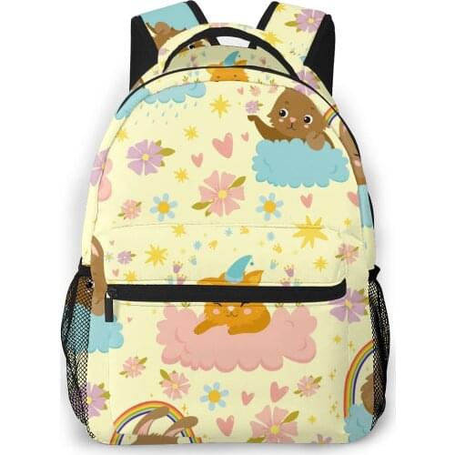 Women Backpack with Multiple Using Women Backpacks Cats Clouds Magic Sky Sunset Rainbow Female School Bag Girls Travel Bag
