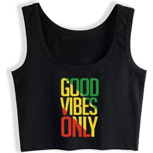Crop Top Female Good Vibes only Rasta 1 Hip Hop Harajuku Print Tops Women