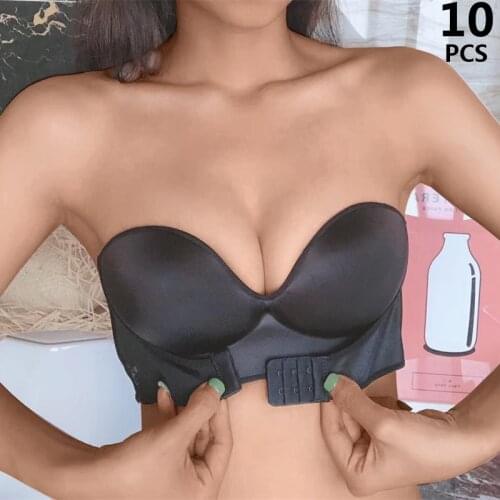 10 PCS Invisible Bra Women Front Closure Push Up Bra Strapless Bras Backless bra Seamless Bralette Sexy underwear BH ABCD Cup