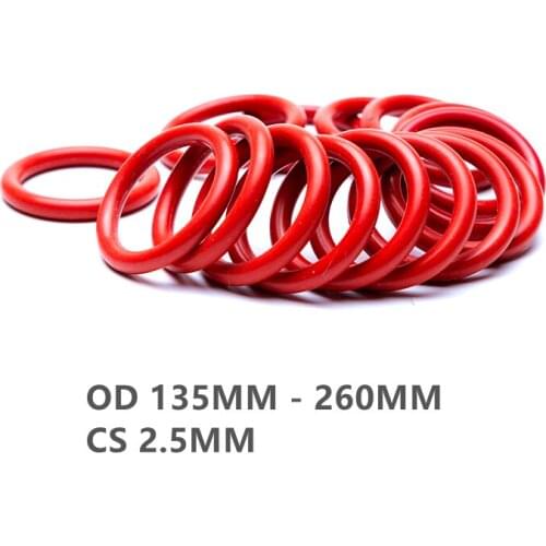 10x VMQ O Ring Seals Silicon Rubber Gasket Heat Resist CS 2.5mm x 135 - 260mm Red