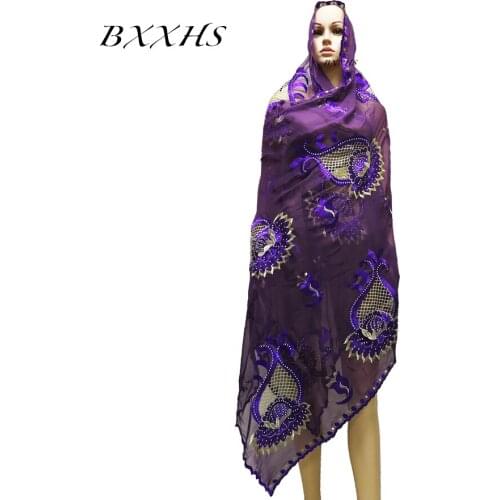 2020 New Summer African Women Scraf Muslim Embroidery Chiffon Scarfs Flower Beautiful Headscarf For Wraps LH120