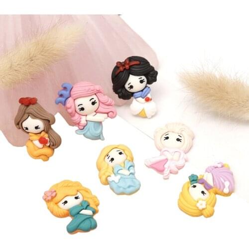 21 Pcs Resin Cartoon Princess Patch DIY Phone Shell/Kids Hairpin/Earrings Pendant Girls Jewelry Materials Decorate Accessories
