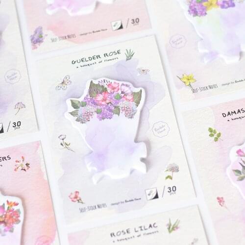 24 pcs/Lot A bouquet of flowers memo pad Self-stick notes Rose Post sticker Office accessories School supplies Wedding FM666