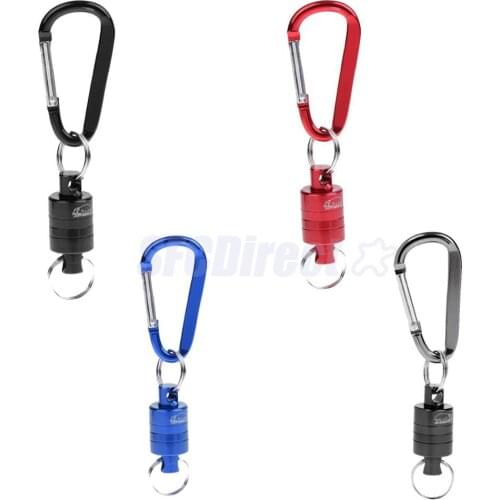 4 Pieces Stainless Steel Magnetic Release Clip Landing Net Holder Quick Release Fly Fishing Tool Gray Black Red Blue