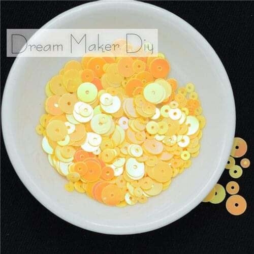 50g 3/4/6mm Yellow AB Flat Round Loose Sequins Paillettes Sewing Wedding Craft for Garment, Kids DIY Decoration Confetti