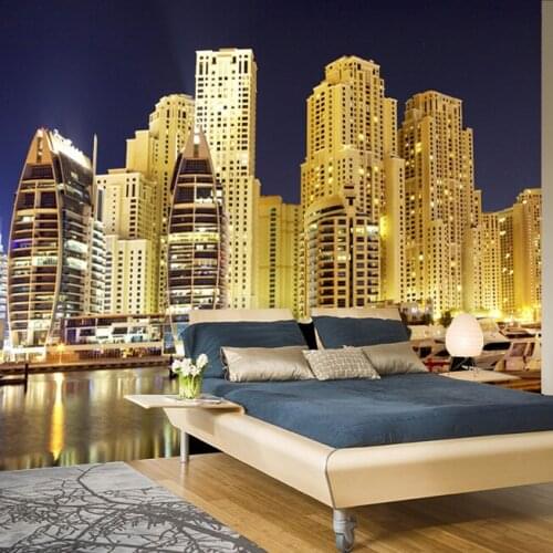 5d Papel Murals Wall paper 3d photo murals Gold City Night landscape 3D wallpaper murals 3d wall murals for Bedroom