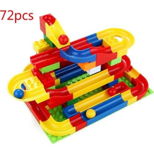 DIY Bricks 72-123pcs Maze Balls Track Building Blocks Plastic ABS Compatible duploINGlys Rolling Track Toy for Children Gift