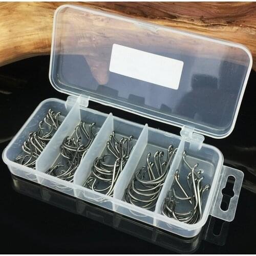 75pcs Black Nickel Hooks hook fishing group road soft bait 1/0 2/0 3/0 4/0 TEXAS RIG tackle