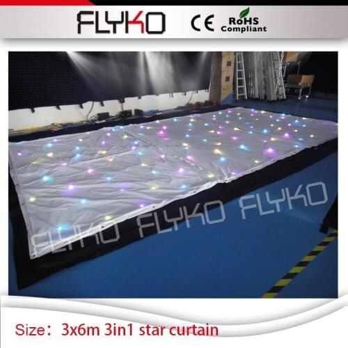 Free shipping white led backdrop 3x6m RGB3in1 leds display led curtian star effect