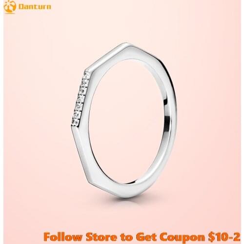 Danturn New 925 Sterling Silver Rings Clear Multifaceted Rings Original 925 Silver European Ring Women DIY Jewelry Making Gift