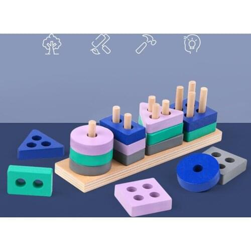 Wooden Stacking Toys Color Shape Sorting Sorter Toy Pre School Learning Kid Gift