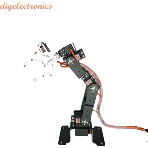 DIY 6 DOF Alloy Robot Arm Clamp Claw Robot Accessories Mechanical Arm With Servo Remote Control for Teaching Experiment