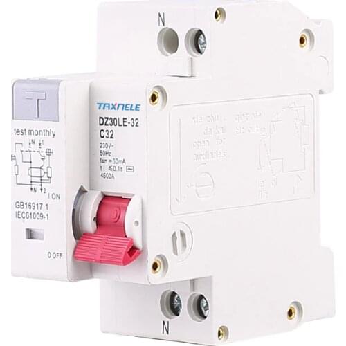 DZ30LE-32 1P+N Residual current Circuit breaker with over and short current Leakage protection RCBO MCB