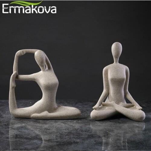 ERMAKOVA Abstract Art Resin Yoga Figurines Modern Home Sculpture Dolls Yoga Beauty Girls Studio Decor Ornament Home Decoration