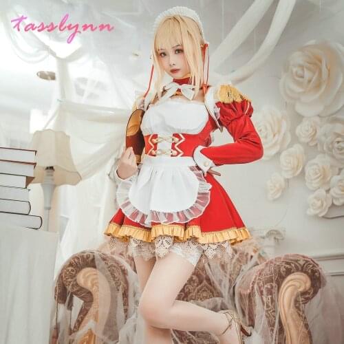 Fate/EXTRA Cosplay Nero Claudius Maid Dress Costume Women Nero Cosplay Fate/EXTRA Costume Girls Cute Dresses Costume