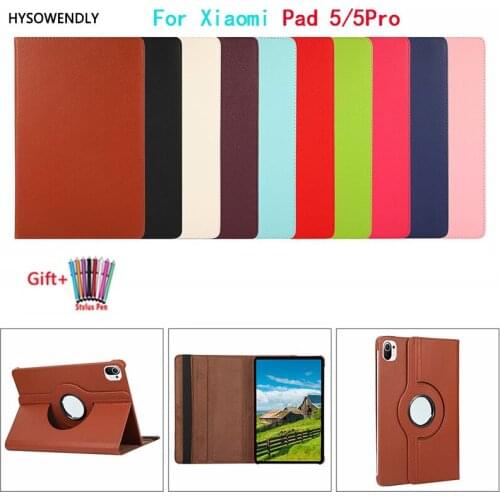 HYSOWENDLY 360 Degree Rotating Tablet Cover Case For Xiaomi Pad 5 5Pro 11.0 Inch 2020 5G Stand Hold PU Leather Back Shell Fundas