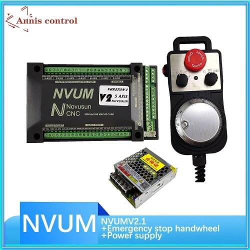 Mach3 USB 200KHz NVUM 3axis4axis5axis6axis CNC motion controller used for stepper servo motor 6axis emergency stop MPG +75 power