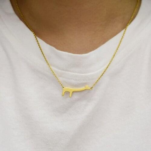 Korean version of personality creative simple titanium giraffe necklace clavicular chain cute animal accessories
