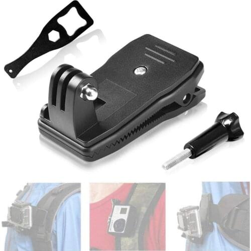 Action Camera Clamp Mount 360 Degree Rotary Clip Clamp Backpack Mount Rec-Mount Compatible with GoPro Hero 7 6 5 4 /Session 3+ 3