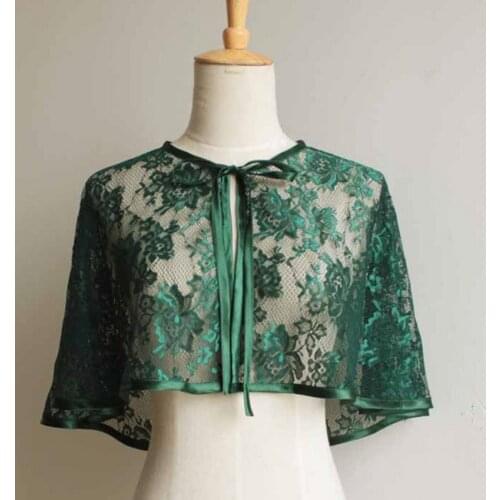 Elegant Woman Black lace Wraps Shawl Scoop Neckline Wild Bridal Bolero Wedding Scarf Cap Sleeve 2019 New Arrival