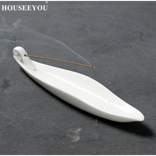HOUSEEYOU Buddha Stick Incense Burner White Ceramic Censer Incense Holder Buddhist Aromatherapy Incense Burners Home Decor Gift