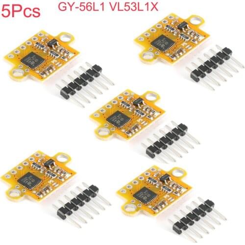 5Pcs GY-56L1 VL53L1X Laser Sensor Module TOF Time-of-Flight Range Breakout Distance Measurement I2C Serial PWM Output 3-5V