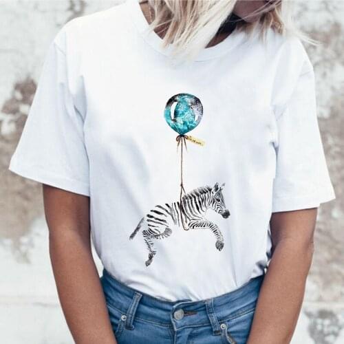 Summer Casual T-shirt O-neck short sleeve Lady Tshirt fun cartoon zebra print t-shirt women 90s Girl Harajuku T shirt Mujer