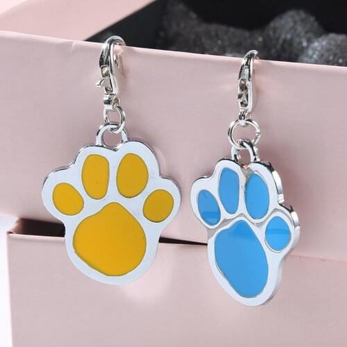 Cute Durable Paw Shape Dog Puppy Cat Anti-Lost ID Name Tags Collar Pendant Charm Pet Accessories