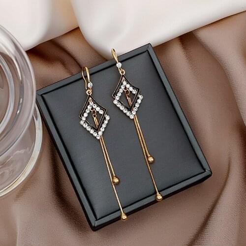 Fashion Jewelry Oorbellen Brincos 2021 Korean Long Statement Geometric Triangle Tassel Dangle Drop Earrings for Women Earrings
