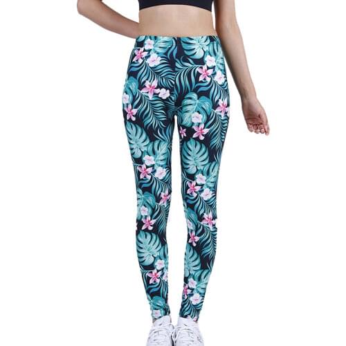 CUHAKCI Fashion Women Leggings Beautiful Leaf Floral Printing High Waist Jeggings Stretch Pant Sexy Hot Sale Clothing Mujer