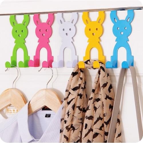 Cartoon Rabbit-shaped Door-back Hook Without Mark Behind The Door Coat Hook Cabinet Door Storage Hook Organizer Accessories