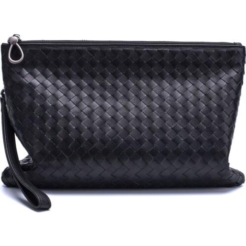 Handbags mens leather mens bags business casual day clutches bag large-capacity woven soft leather clutches cowhide folder bag