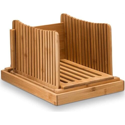 NEW Nature Bamboo Bread Slicer For Homemade Bread Foladable & Compact Toast Cutting Board Guide Adjustable 3 Thickness Cutter