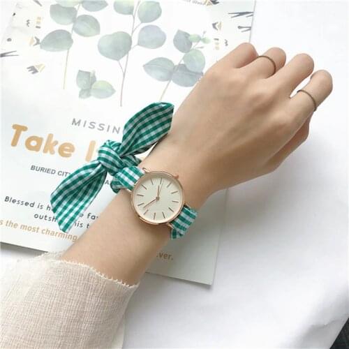 2020 New Plaid And Watermelon Cloth Wristwatch Fashion Women Watches Dress Ladies Bracelet Watch Quartz Watches Clock Reloj