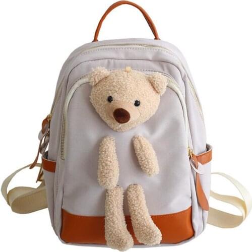 New Cute Bear Waterproof Nylon Mini Women Backpack Femle High Quality Travel Bag Teenage Girls Small Portable Backpacks