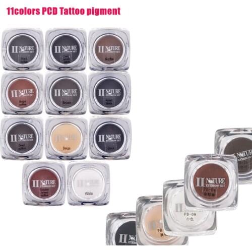 Excellent PCD Permanent Makeup Ink Eyebrow Tattoo Ink Set 10ML 11 Colors Lip Microblading Pigment Professional free shipping