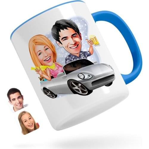 Personalized Valentine Caricature Of Blue Mug Bardak-53