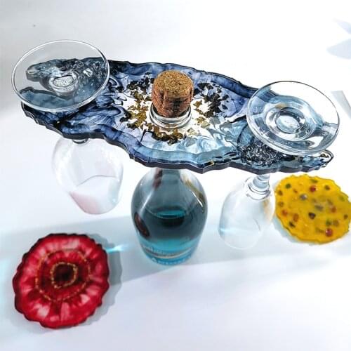 Hot Selling DIY Cup Holder Epoxy Resin Silicone Coaster Mold Tray Table Mat Wine UV Resin Mold for Jewelry Making Craft