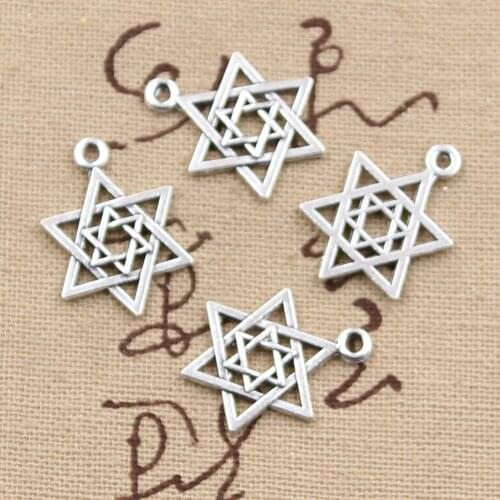 30pcs Charms Star Of David Shield 22x16mm Antique Bronze Silver Color Pendants DIY Making Findings Handmade Tibetan Jewelry