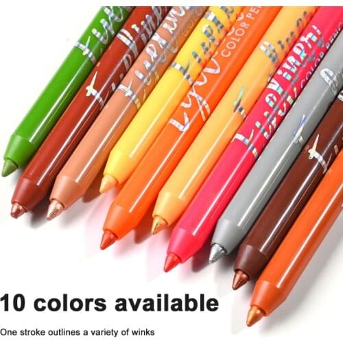 MEIS 10 Colors Eyeliner Pen Eye Makeup Quick Dry Long Lasting Silky Color Waterproof Non-Smudge Eye Liner Pencil Comestic TSLM2