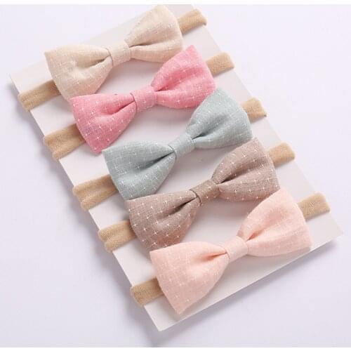 5pcs Girls Nylon Headband Hair Bows Head Band Elastic Bowknot Hairband for Children Kids Toddler Hair Accessories Headwear