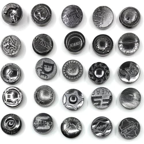 50PCS mixed 17mm zinc alloy buttons Snap panel Rivet Black metal snaps cover buckle