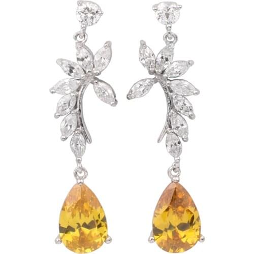 Sterling 925 Silver Dangle Earrings with Piercings Elegant Lady Jewelry 8x12mm Teardrop Stone E017