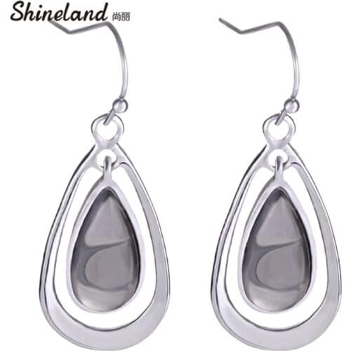 Shineland Latest Brand Design Fashion Resin Water Drop Earrings Elegant Vintage Jewelry Accessories brincos for Women